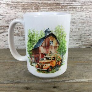 Vintage Orange Truck Rustic Barn 15 oz Ceramic Coffee Mug